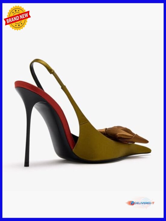 Amazon.com | Women Slingback Stiletto Heels Floral Appliqué Pointed Toe Pumps